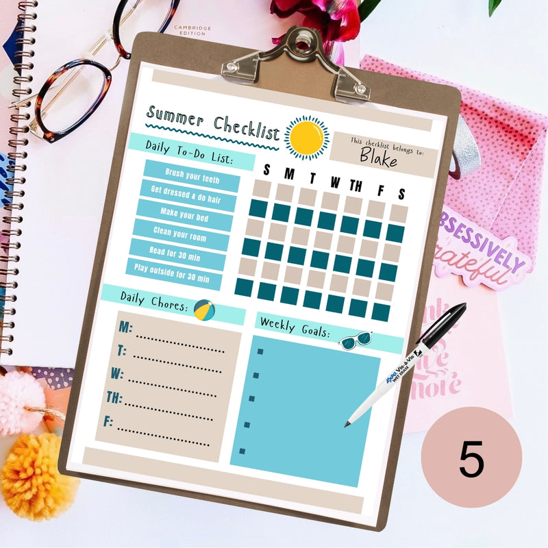 Reusable Kids Summer Checklist