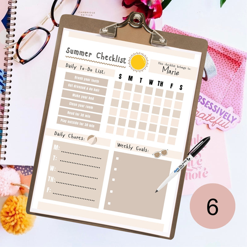 Reusable Kids Summer Checklist