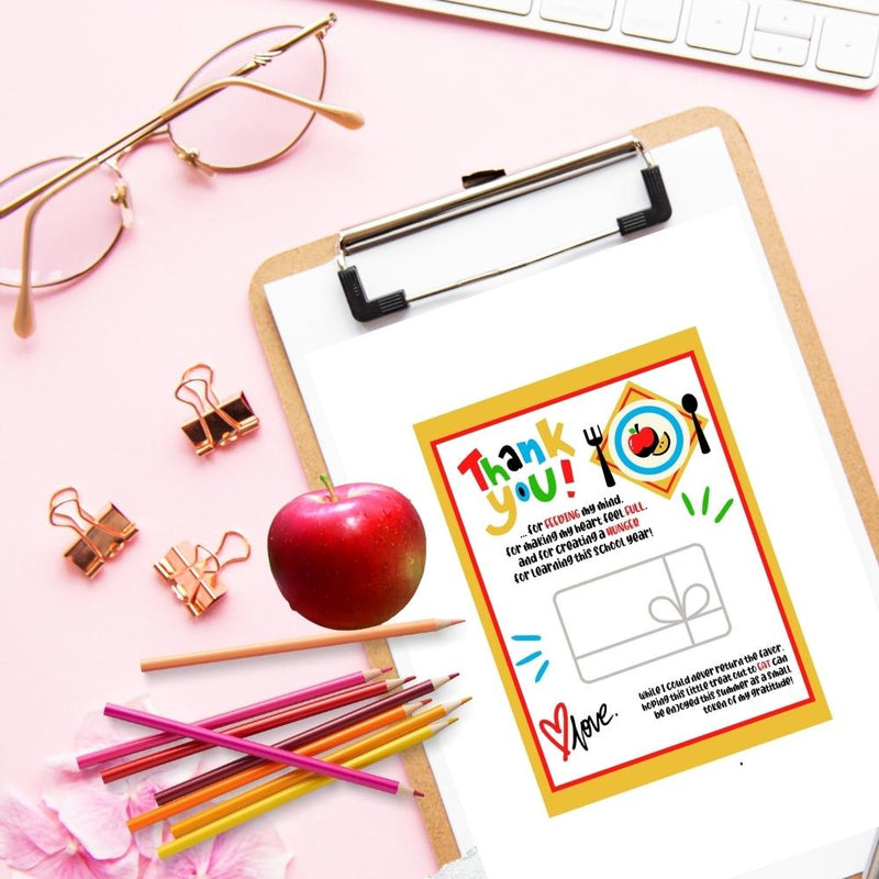 Restaurant Gift Card Template- Teacher Appreciation