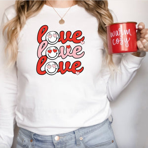 Womens Love Valentines Day Shirt for Women, Valentine Shirt, Love shirt, Smiley Face Shirt, Valentines Gift for Her, Valentine's Day Sweater